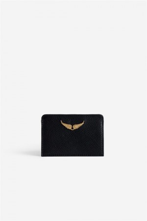 Black Gold Zadig And Voltaire Pass Card Holder | ZV-255943