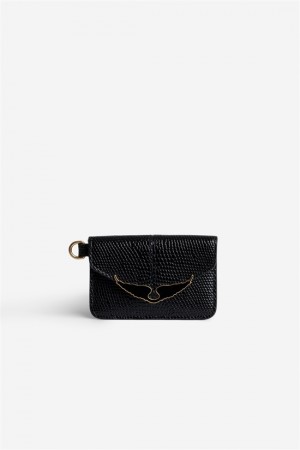 Black Zadig And Voltaire Borderline Pass Card Case | ZV-255928