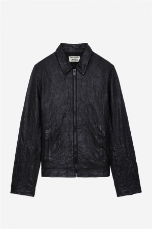 Black Zadig And Voltaire Lasso Zip Leather Jacket | ZV-255756