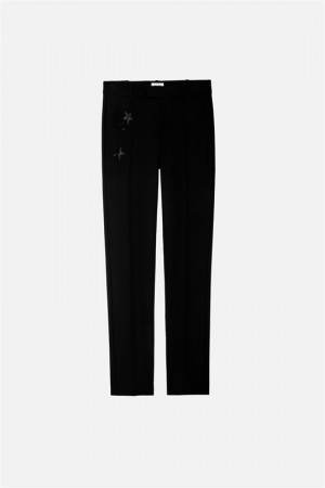 Black Zadig And Voltaire Prune Strass Star Pants | ZV-256240