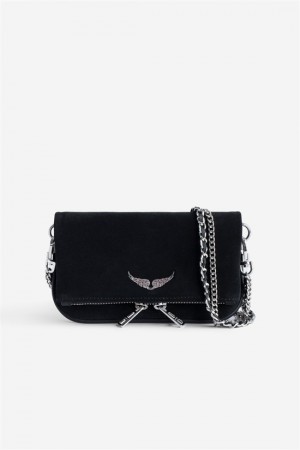 Black Zadig And Voltaire Rock Nano Suede Bag | ZV-255982