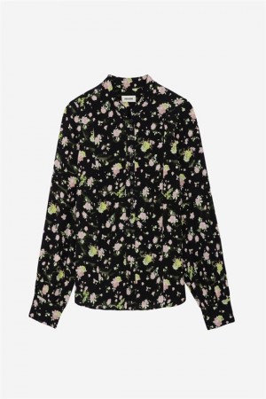 Black Zadig And Voltaire Twina Soft Roses Shirt | ZV-256322