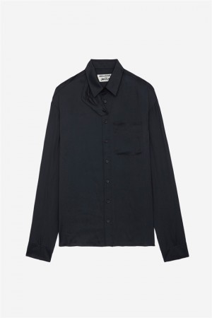 Black Zadig And Voltaire Tyrone Satin Shirt | ZV-256309