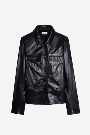 Black || Sold Out Zadig And Voltaire Liam Leather Jacket | ZV-256421