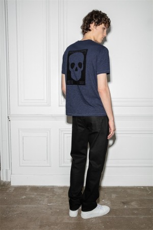 Dark Blue Zadig And Voltaire Stockholm Skull T-shirt | ZV-255684