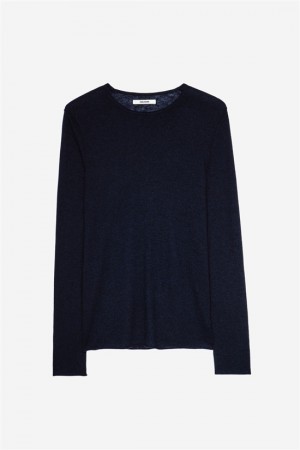 Dark Blue Zadig And Voltaire Teiss Cashmere Sweater | ZV-255766