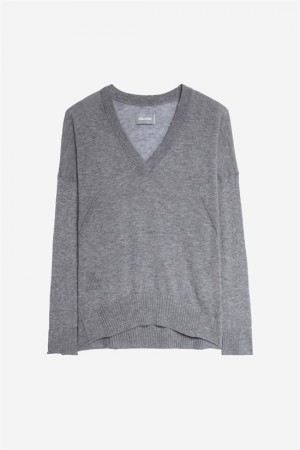 Grey Melange Zadig And Voltaire Brumy Cashmere Sweater | ZV-256459