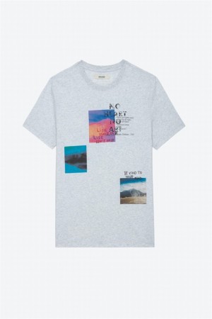 Gris Chine Clair Zadig And Voltaire Ted Photoprint T-shirt | ZV-255690