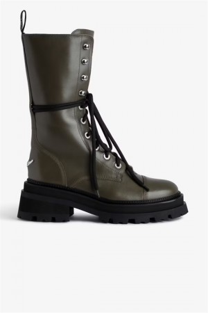 Military Zadig And Voltaire Ride High Ankle Boots | ZV-255661