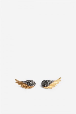 Old Gold Zadig And Voltaire Rock Feather Earrings | ZV-255878