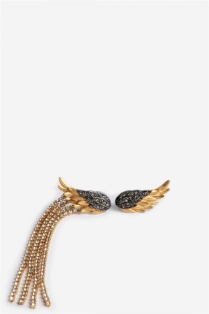 Old Gold Zadig And Voltaire Rock Feather Earrings | ZV-255874