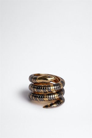 Shiny Gold Zadig And Voltaire Double Snake Ring | ZV-255883