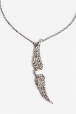 Shiny Silver Zadig And Voltaire Mila Grande Necklace | ZV-255889