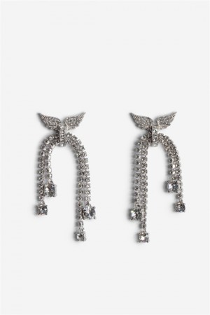 Shiny Silver Zadig And Voltaire Rock Node Earrings | ZV-255857