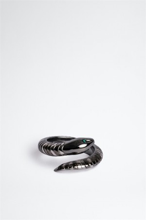 Shiny Silver Zadig And Voltaire Snake Ring | ZV-255886