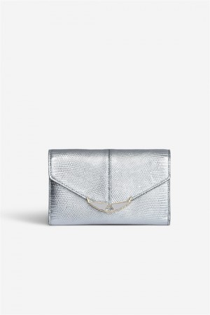 Silver Zadig And Voltaire Borderline Metallic Wallet | ZV-255907