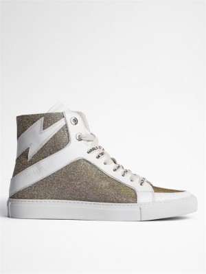 Silver Zadig And Voltaire ZV1747 High Flash Sneakers | ZV-255671