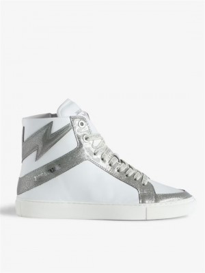 Silver Zadig And Voltaire ZV1747 High Flash High-Top Sneakers | ZV-255665