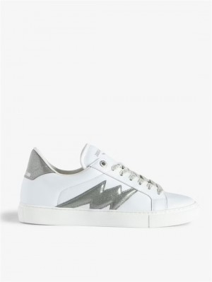 Silver Zadig And Voltaire ZV1747 La Flash Low-Top Sneakers | ZV-255666