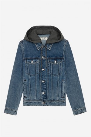 Stone Zadig And Voltaire Bases Denim Hoodie Jacket | ZV-255754