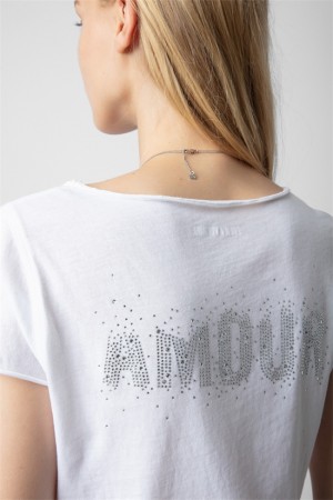 White Zadig And Voltaire Tunisien Amour T-shirt | ZV-256270