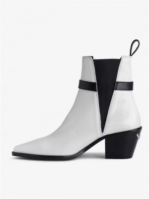 White Zadig And Voltaire Tyler Ankle Boots | ZV-255662