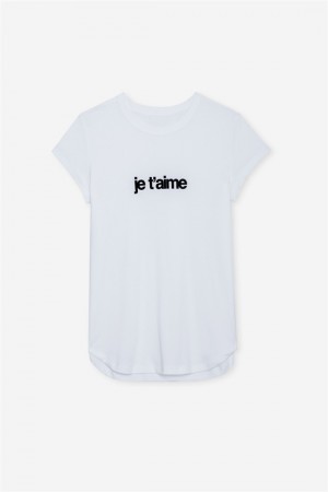 White Zadig And Voltaire Woop Je T'aime T-shirt | ZV-256275