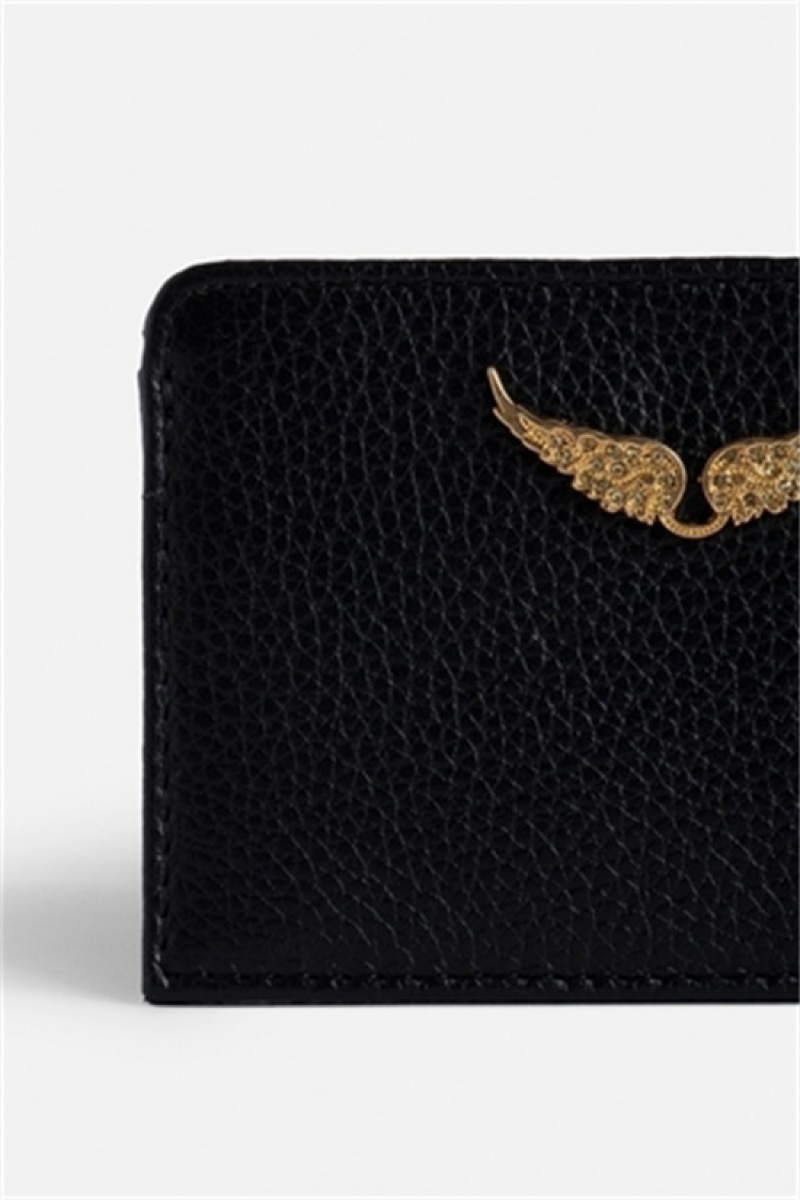 Black Gold Zadig And Voltaire Pass Card Holder | ZV-255943