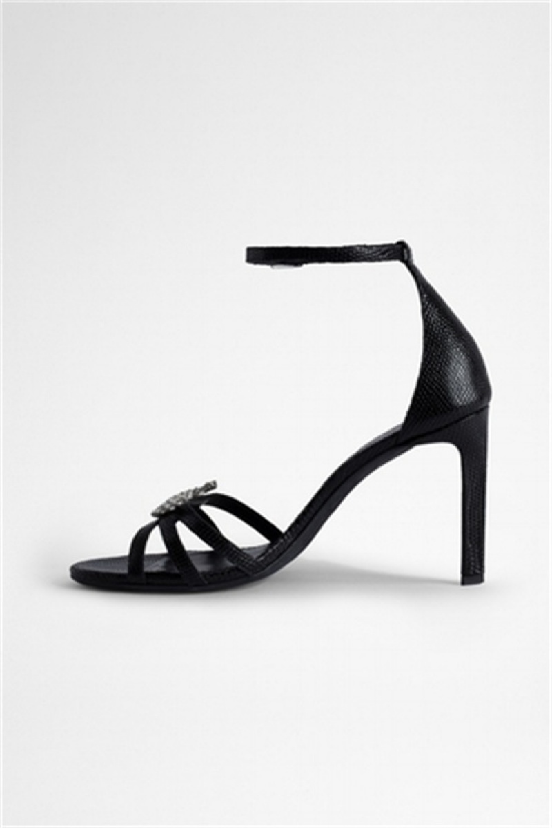 Black Zadig And Voltaire Amee Wing Sandals | ZV-255784