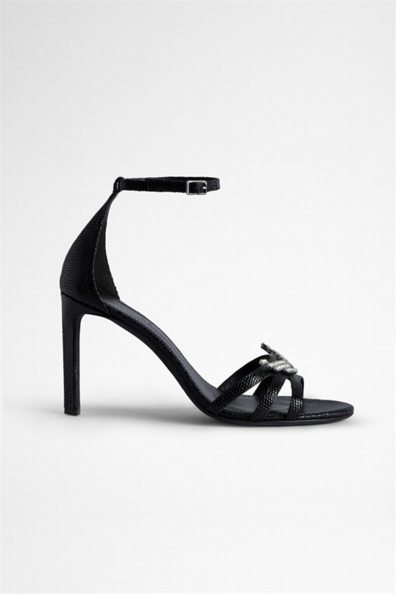 Black Zadig And Voltaire Amee Wing Sandals | ZV-255784