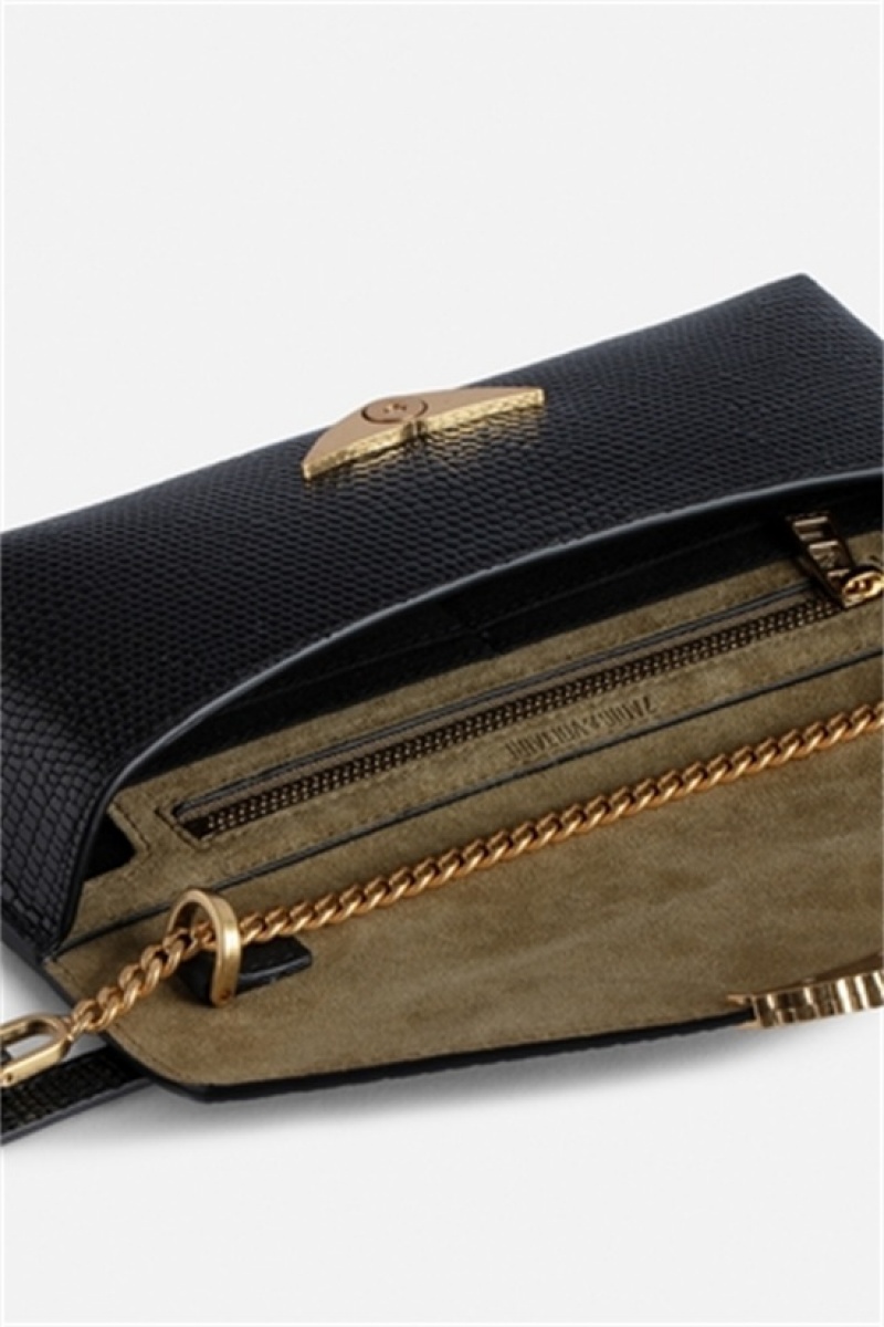 Black Zadig And Voltaire Borderline Embrossed Clutch | ZV-256197