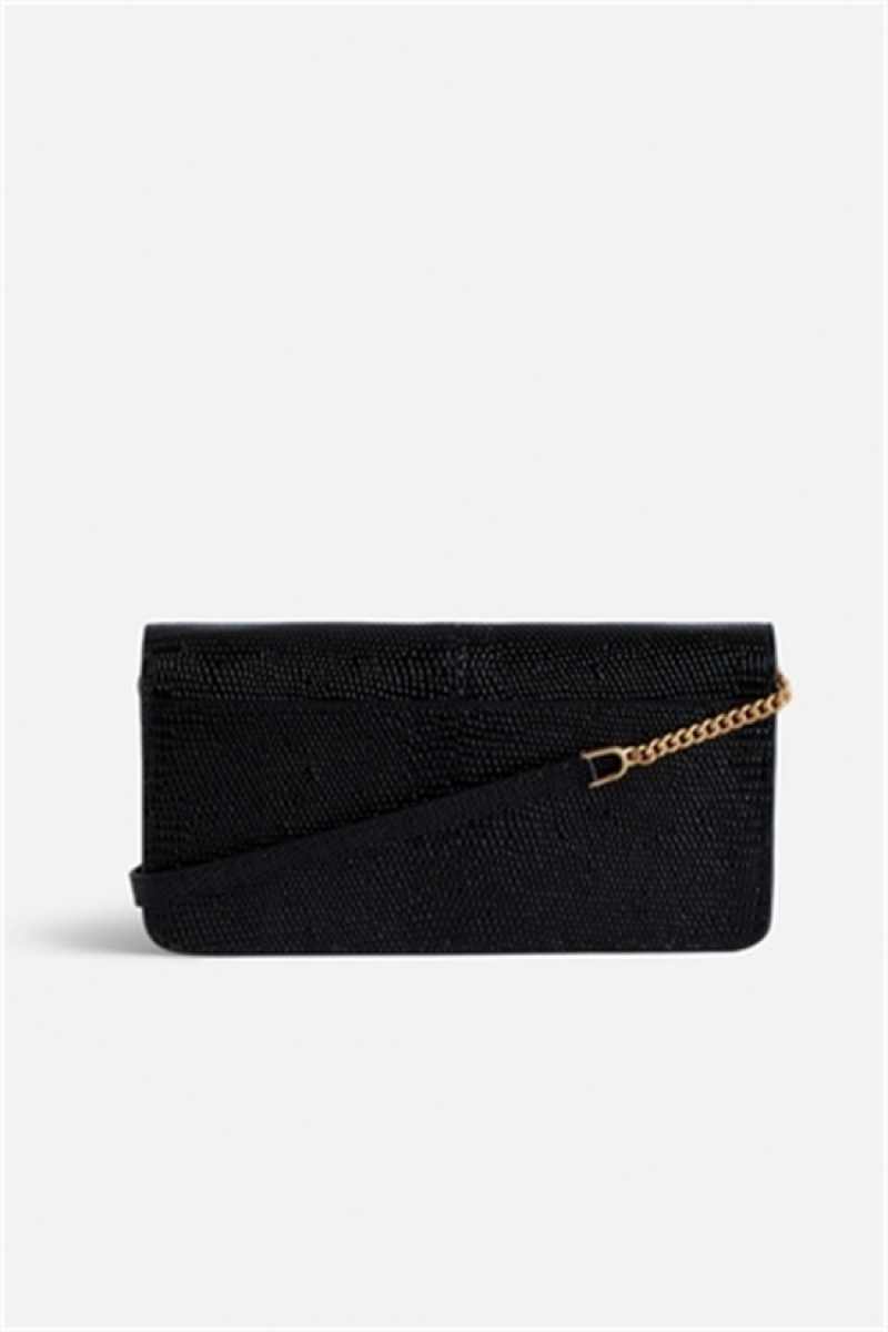 Black Zadig And Voltaire Borderline Embrossed Clutch | ZV-256197