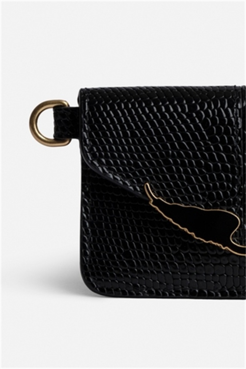 Black Zadig And Voltaire Borderline Pass Card Case | ZV-255928