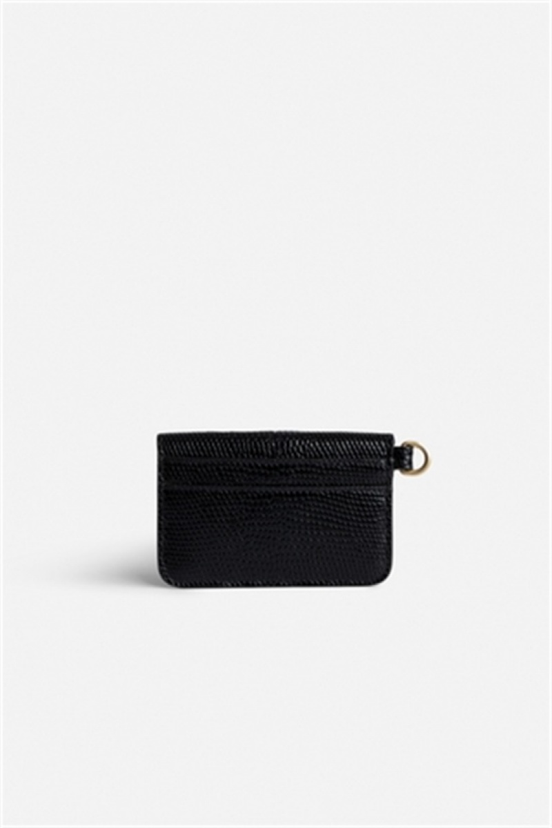 Black Zadig And Voltaire Borderline Pass Card Case | ZV-255928