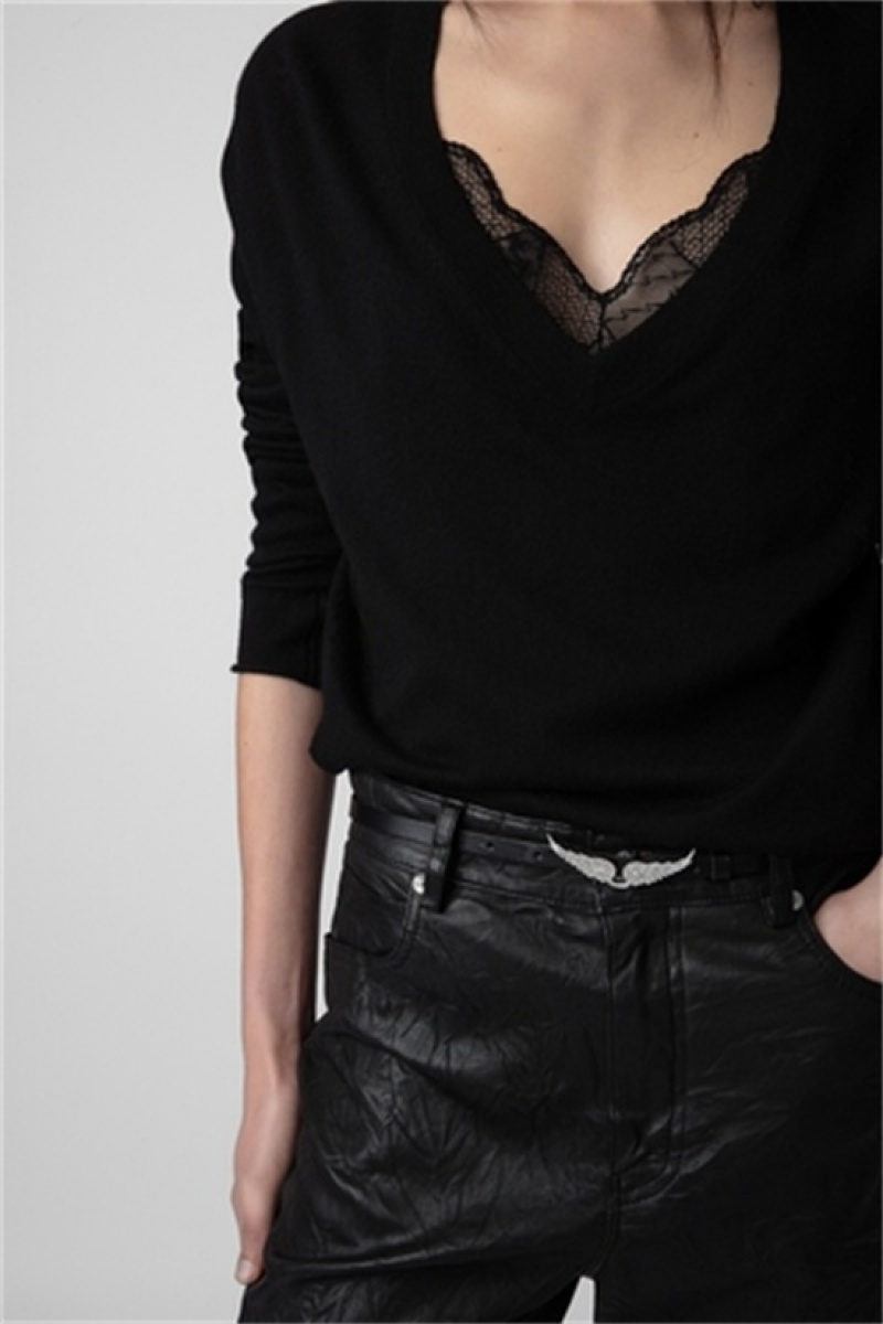 Black Zadig And Voltaire Brumy Cashmere Sweater | ZV-256460