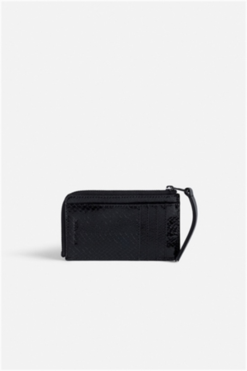 Black Zadig And Voltaire Card Glossy Wallet | ZV-255917