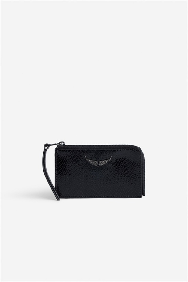 Black Zadig And Voltaire Card Glossy Wallet | ZV-255917