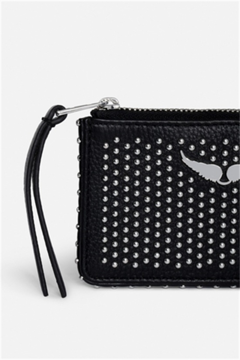 Black Zadig And Voltaire Card Plumetis Wallet | ZV-255911