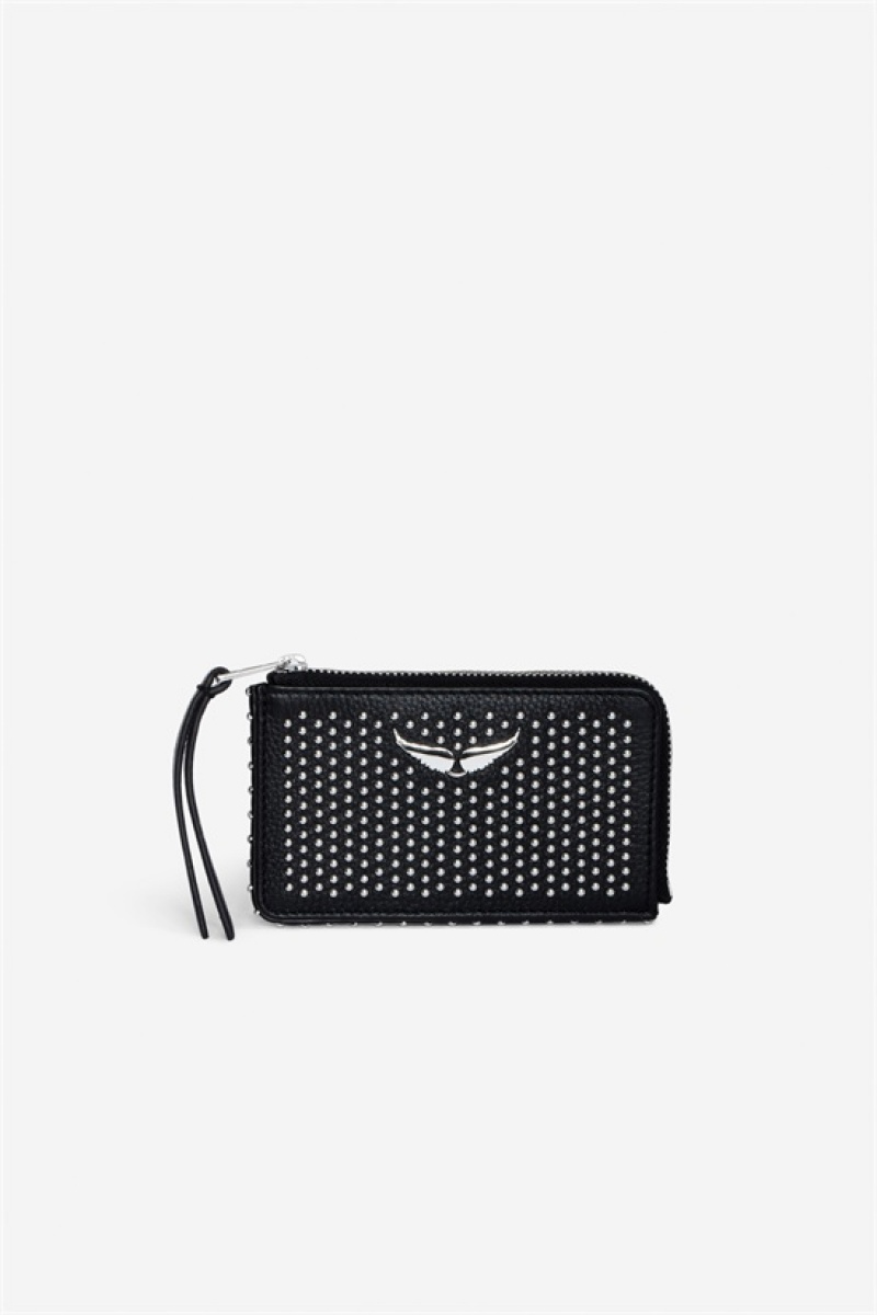 Black Zadig And Voltaire Card Plumetis Wallet | ZV-255911