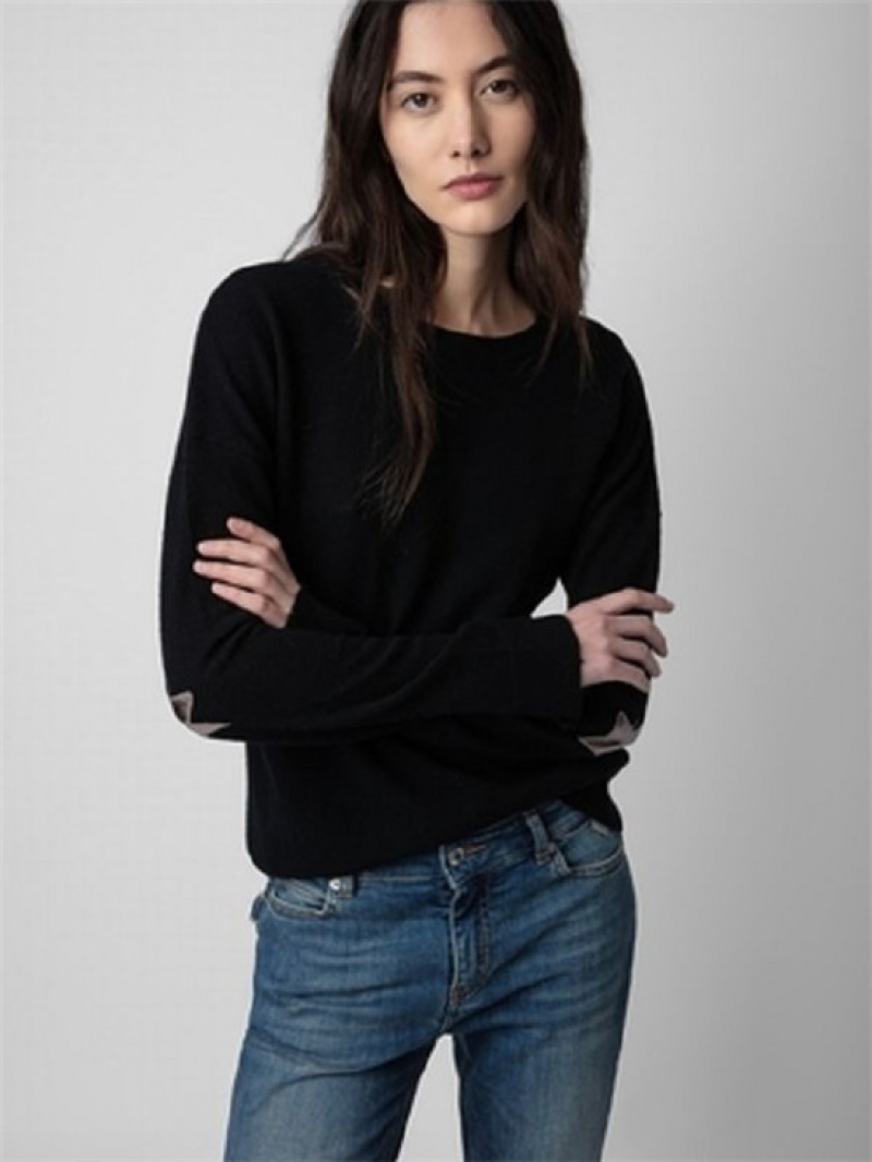 Black Zadig And Voltaire Cici Patch C Sweater | ZV-256464