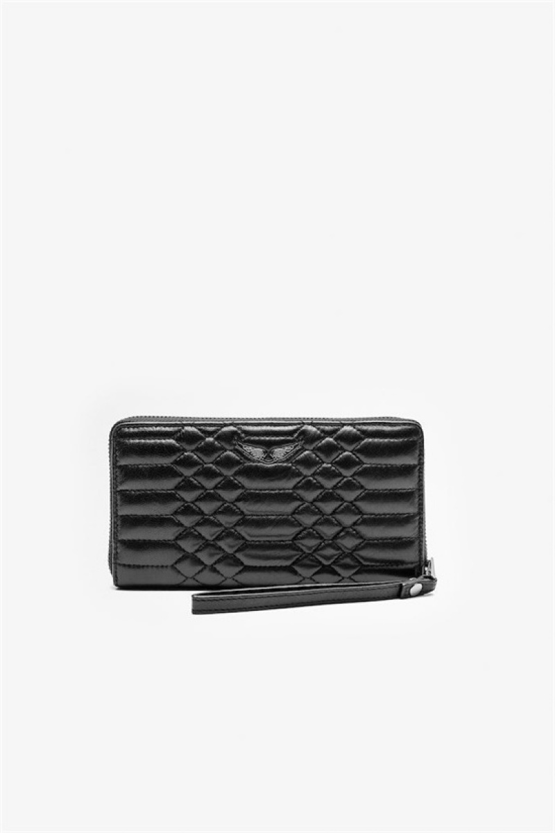 Black Zadig And Voltaire Compagnon Mat Wallet | ZV-255904