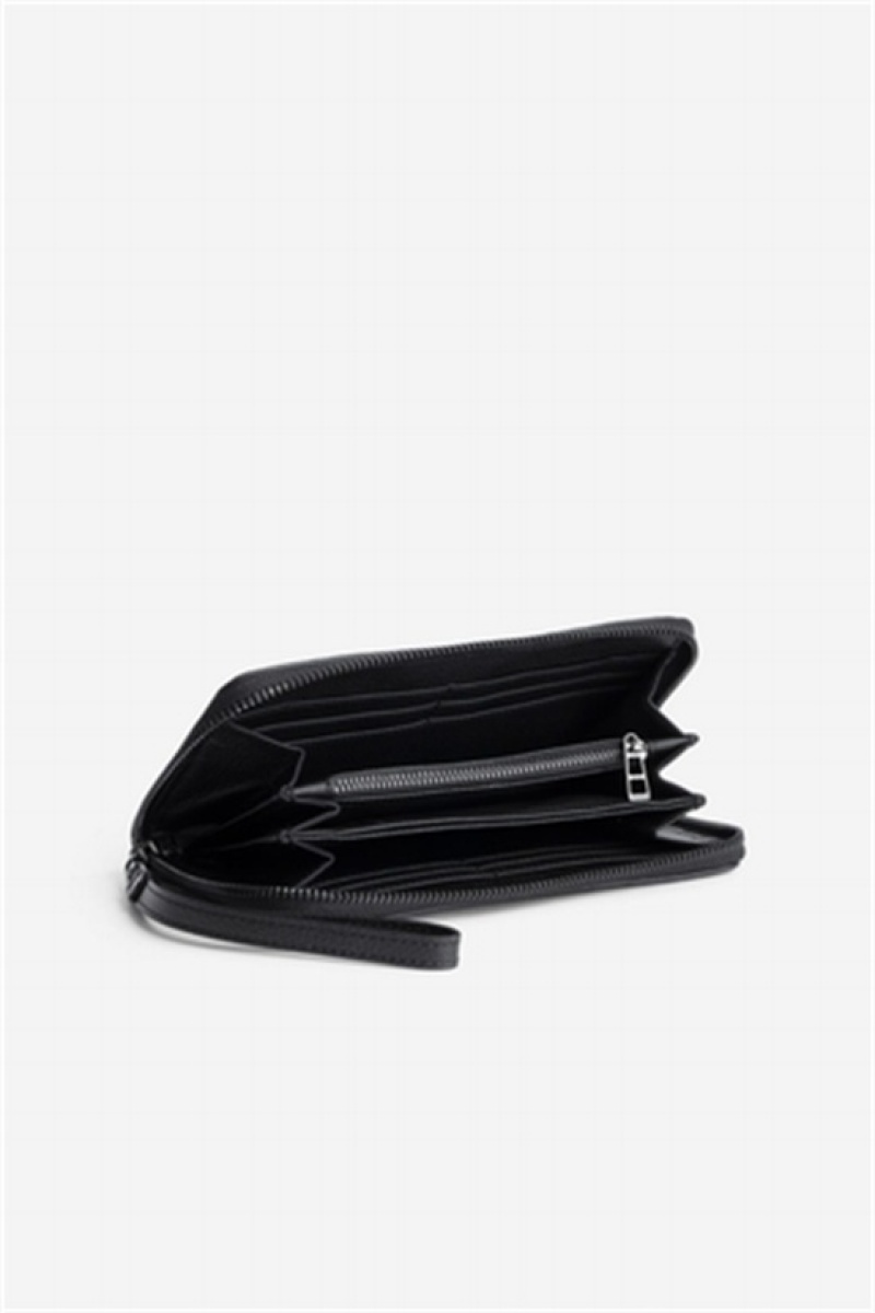 Black Zadig And Voltaire Compagnon Soft Savage Wallet | ZV-255903