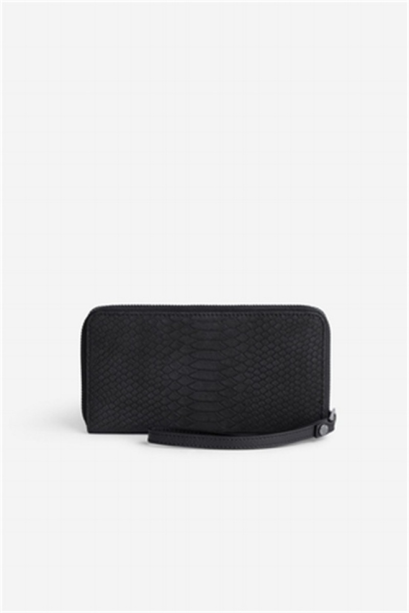 Black Zadig And Voltaire Compagnon Soft Savage Wallet | ZV-255903