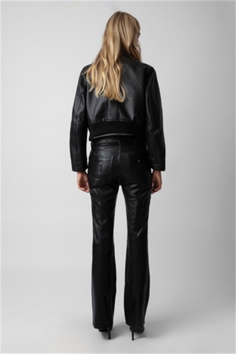 Black Zadig And Voltaire Elvir Leather Pants | ZV-256224