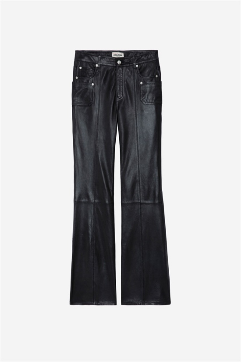 Black Zadig And Voltaire Elvir Leather Pants | ZV-256224