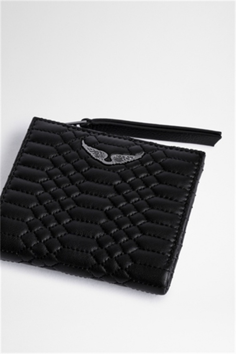 Black Zadig And Voltaire Fold Mat Wallet | ZV-255909