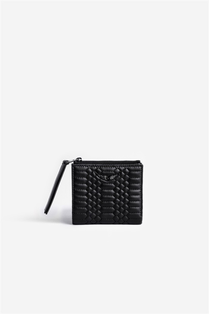 Black Zadig And Voltaire Fold Mat Wallet | ZV-255909