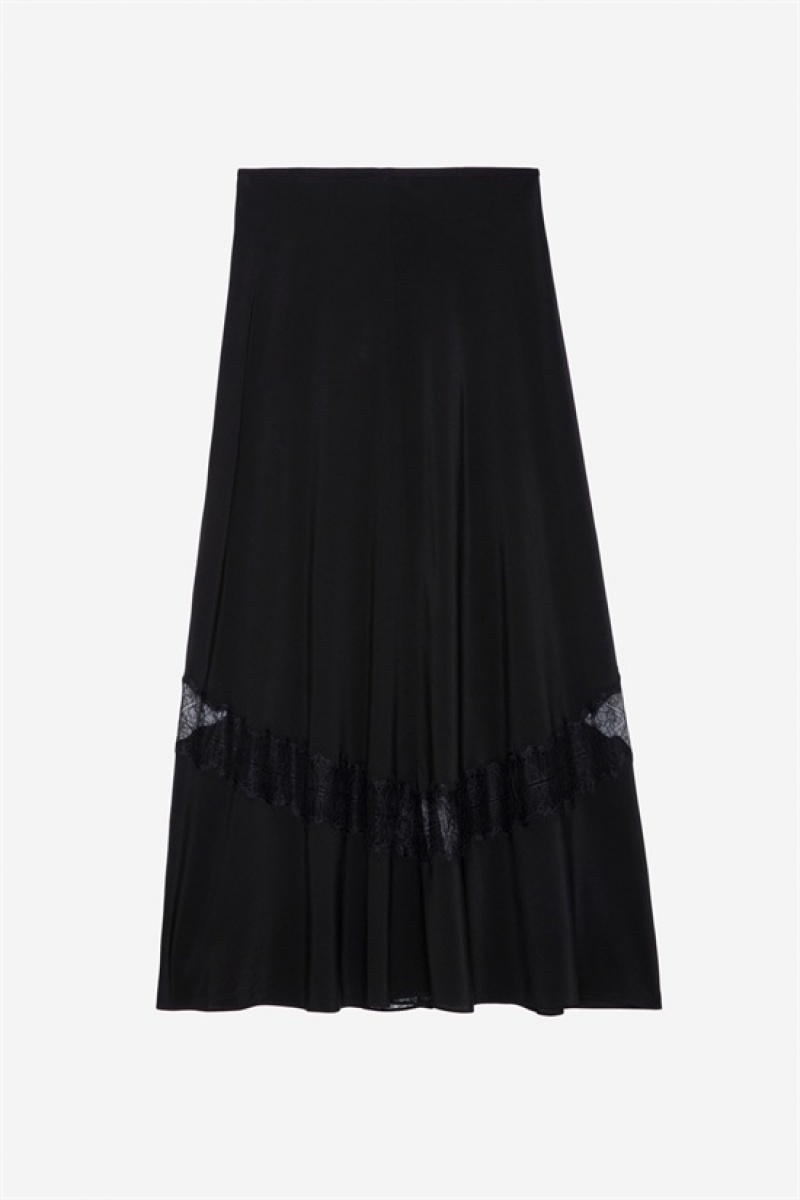 Black Zadig And Voltaire Jaylal Silk Skirt | ZV-256403