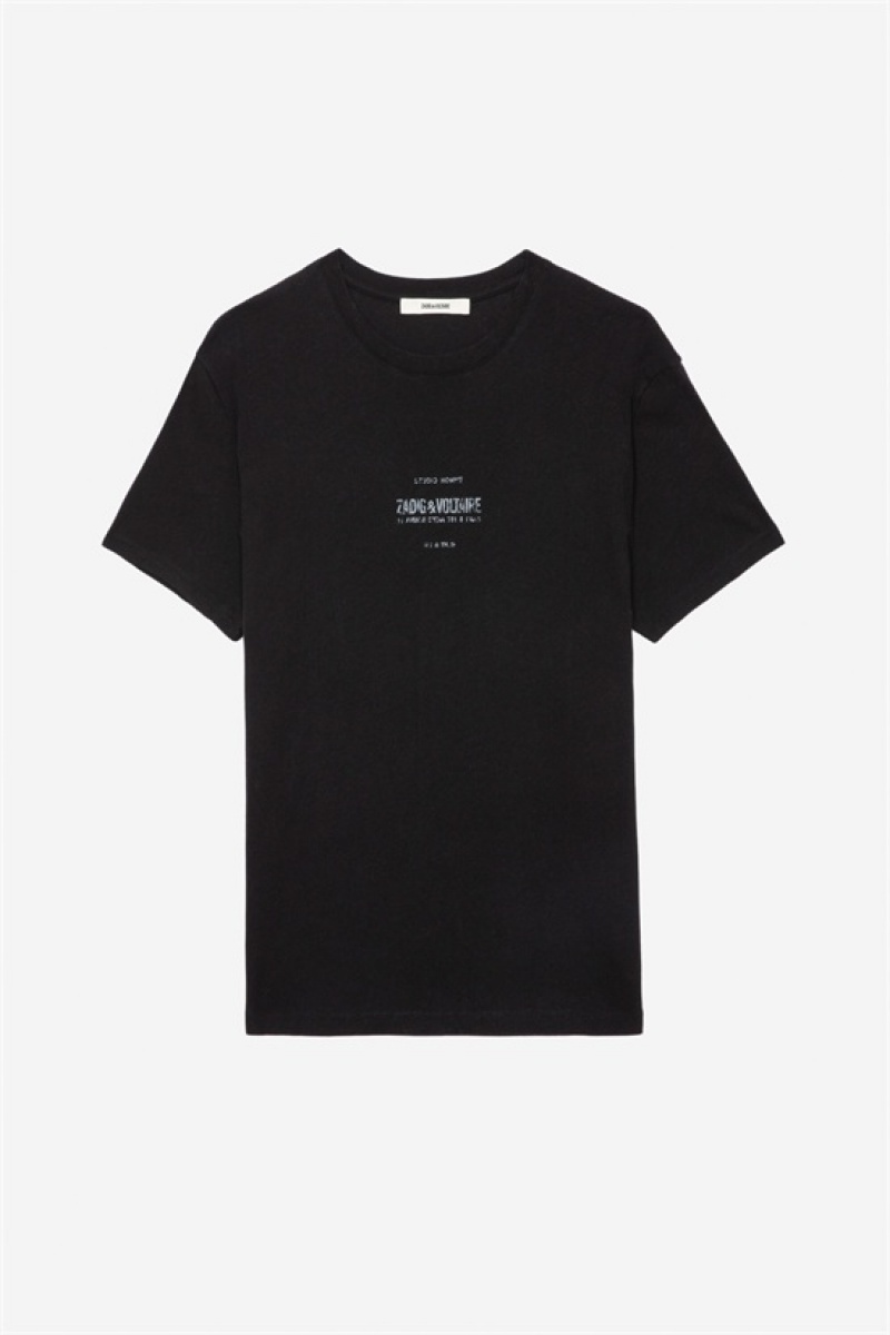 Black Zadig And Voltaire Jetty Studio T-shirt | ZV-255679