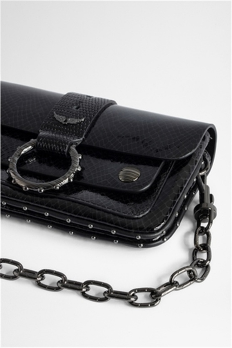 Black Zadig And Voltaire Kate Wallet Glossy Bag | ZV-256129